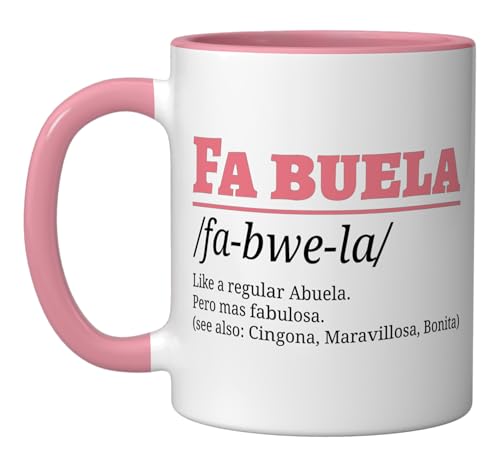 Taza cerámica 11 oz Abuela Fa-Buela rosa/blanca miniatura 1
