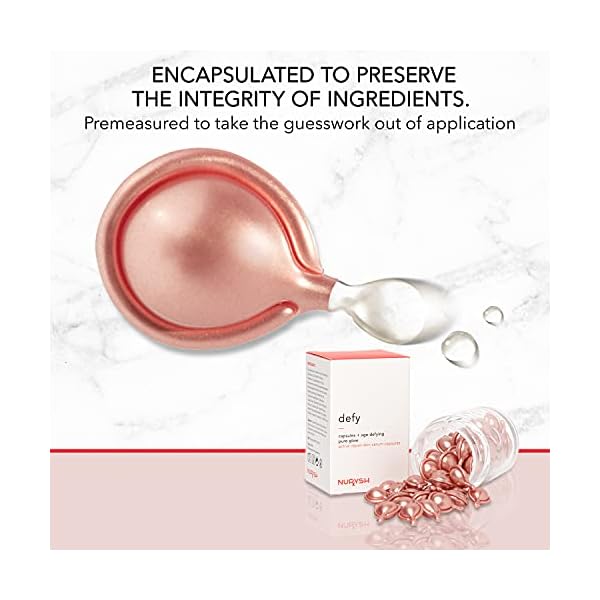 NURYSH DEFY Anti-Aging Night Serum Capsules for Face with Retinol, Vitamin E, Squalane & Ceramides - Facial Antioxidant, Active Skin Repair, Nourishing, Brightening, Moisturizing - 30 Capsules