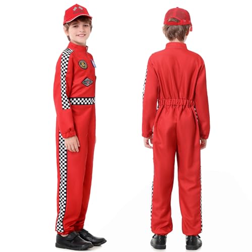 Disfraz de Piloto de Carreras para Niños Rojo Talla 150 miniatura 3