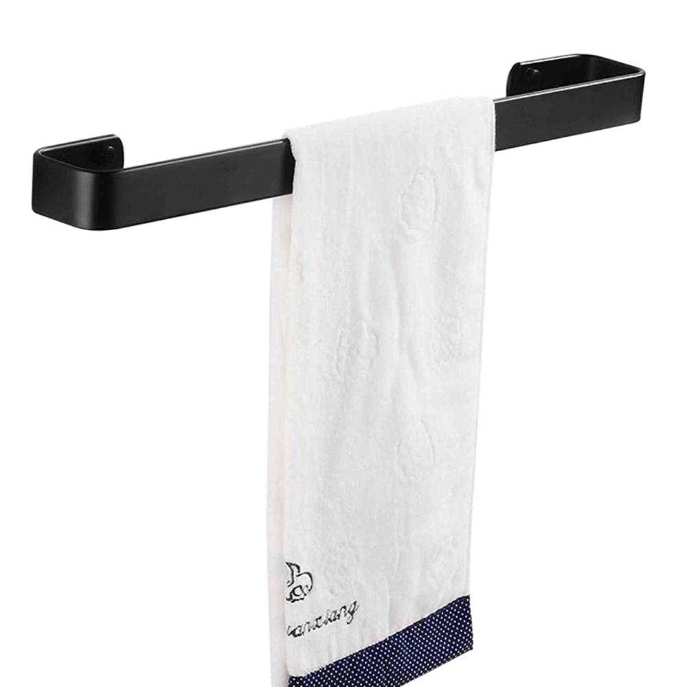 Porte-serviettes noir de 60cm adhésif et mural pour la salle de bain