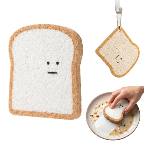 Image of Bread Sponges, Toast Shaped Compostable Kitchen Scrubber Pads, Non-Scratch Dish Sponge Set (4Pcs) (4pcs-Big Eyes)