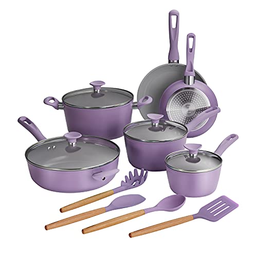 Tramontina Solara 14-Piece Ceramic Non Stick Cookware Set with Lids, Heavy-Gauge Aluminum Pots and...