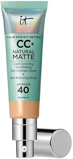 IT Cosmetics, CC+ Natural Matte, SPF 40, matt finish | Med hyaluronsyra, niacinamid och kaolin kontrollerar den ljusstyrkan i upp till 16 timmar, hög täckning, minimerar porerna