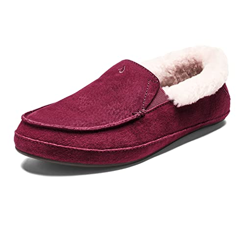 OLUKAI Ku'una Slipper, Women's Slip-On Shoes, Genuine Shearling & Premium Nubuck Leather, Drop-in Heel Design, Cozy & Ultra-Soft Comfort Fit