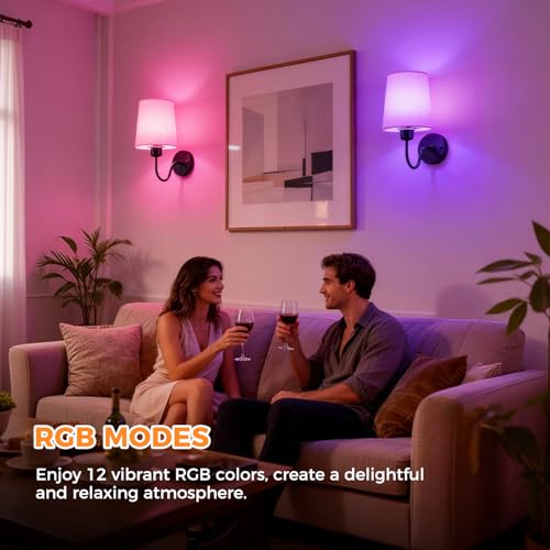 Image of Battery Operated Wall Sconce Set of 2, Rechargeable Wall Sconces with 10000mAh Dimming Magnetic Bulb, Wireless Battery Powered Wall Lights with Pleated for Bedroom Living Room Gallery Hallway,Black