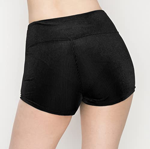 Image of ALWAYS Women's Ribbed Tie Dye Shorts - Rib Knit High Waisted Casual Short Pants Black L