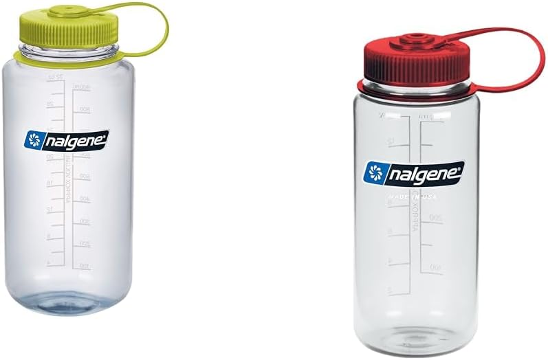 Nalgene Sustain 32 oz. Wide Mouth Water Bottle & Sustain Tritan BPA-Free Water Bottle Made with Material Derived from 50% Plastic Waste, 16 OZ, Wide Mouth, Clear