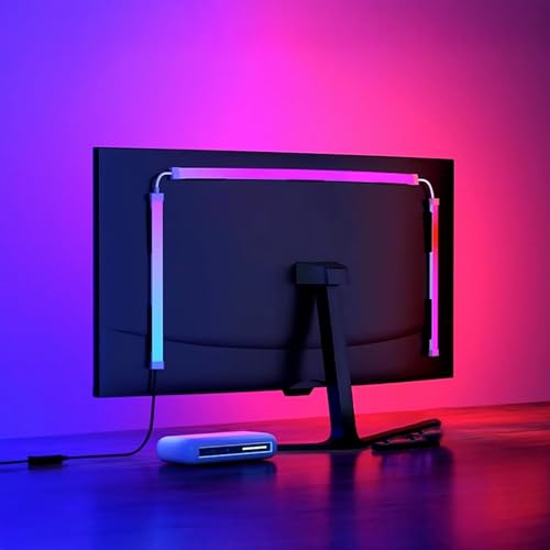 Gaming Monitor Led Backlights LED Strip Light Sync with Screen Color & Music for Games Movies etc Rgbic Computer Light Bar Behind Monitor Supports Pc or Mac (27In)