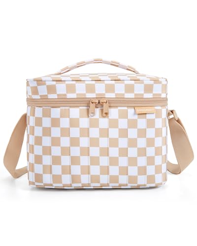 BAGSMART Lunch Box for Women Insulated Lunch Bag Cute Puffer Lunch Tote Bags Lightweight Quilted Reusable Cooler for Work Picnic or Travel, Khaki
