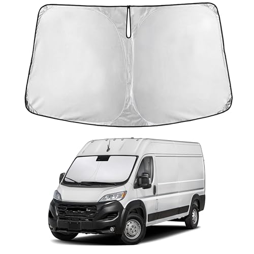 Image of EcoNour Windshield Sun Shade Compatible for Dodge Ram ProMaster 2014-2026 | Van Front Window Sun Visor Protector | Foldable 4-Layer Sunshade | Blocks UV Rays & Keeps Cabin Cooler