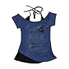 Baby Tee Y2k Women Grunge Top Emo 2000s Vintage Fake Two Piece Short Sleeve T Shirt Crop Tops Teens