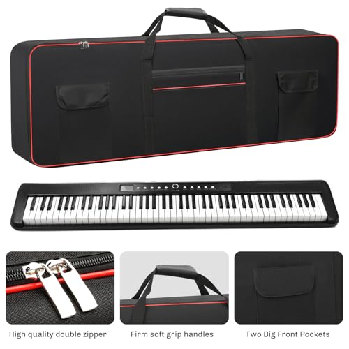 MUINS 88 Key Keyboard Case Gig Bag，electronic piano case with Handle and Adjustable Shoulder Straps,thickened cotton waterproof foldable 600D Oxford cloth, with 3 large pockets(88 Key Bag, Medium) - Thumbnail 6