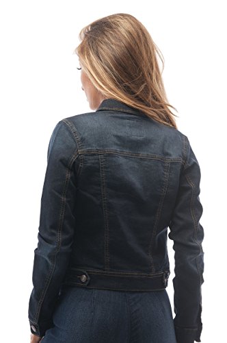 Hollywood Star Fashion Womens Basic Button Down Denim Jean Jacket, Darkblue, 3X-Large #TOP1