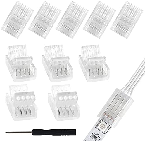 Aroidful 10Pcs 3PIN LED Strip Light Connectors 10mm Wide, LED Strip to Wire Connector, LED Strip Connector Solderless Connector for Waterproof or Bare Panel 2812-2811-6803-1903 Magic LED Strip Lights