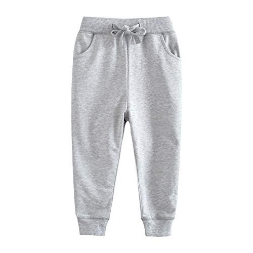 BINIDUCKLING - Pantalones deportivos para niño, algodón, elásticos, pantalones deportivos para exterior, para niñas, niñas, ropa informal, pantalones para bebés, ropa casual, gris, 3T Cover