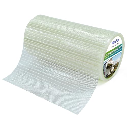 Cinta de Reparación de Toldos 12.7cm x 12m Cinta de Reparación de Tela Fuerte de Fibra de Vidrio Impermeable Parche para Tienda de Campaña Toldos de Carpa Lonas Kit de Reparación de Rasgaduras