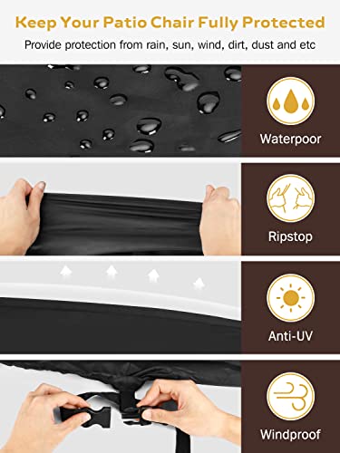 Outdoor Patio Chair Covers Waterproof - 600D Heavy Duty Fabric Deep Seat Adirondack Cover For Sofa Varanda Lawn Furniture Sun Rain Snow 2 Pack Fits Large 30W X 37D X 31H Inches | Black #TOP1