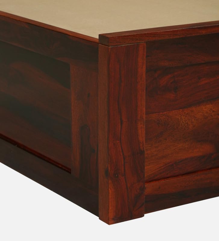 Image of Sheesham Wood Single Size Bed with Box Storage Solid Wood Cot Palang Wooden Double Bed Furniture for Bedroom Livig Room (Honey Oak Finish)