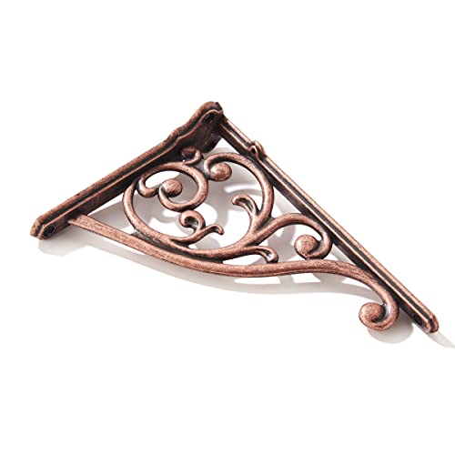 Copper Shelf Brackets 8 Inch 4Pcs Heavy Duty Antique Copper Wall Bracket Baroque Kitchen Decorative Rack Shelves, Antique Shelf Bracket. (4, Antique Copper) #TOP1