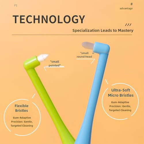 Vonmerie 2 Stück Tuft Zahnbürste, Einbüschelbürste Kleine Zahnbürste Getuftet Weich Büschelzahnbürste Trimm Single Interdental Zwischenraum Bürste(Rosa) – Bild 3
