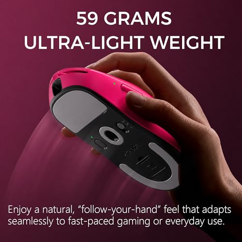 Image of MCHOSE A7 V2 Ultra Wireless Gaming Mouse, 59g Ultra-Lightweight with PAW3950TI Custom Sensor to 42K DPI, Wired /Wireless Dual 8K Polling Rate, 130 Hour Battery Life & Tri-Mode Connectivity - Rose Red