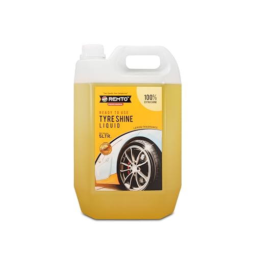 Image of Bike & Car Tyre Polish 5 Liter Extreme Black Shine - Long Lasting Gloss & Dirt Repellent | Prevents Fading and Cracks | Non-Greasy With Pleasant Lemon Fragrance (Yellow)