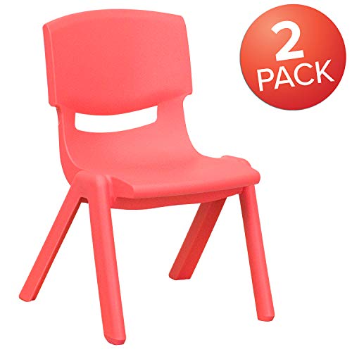 Image of Flash Furniture Whitney 2 Pack Red Plastic Stackable School Chair with 10.5'' Seat Height