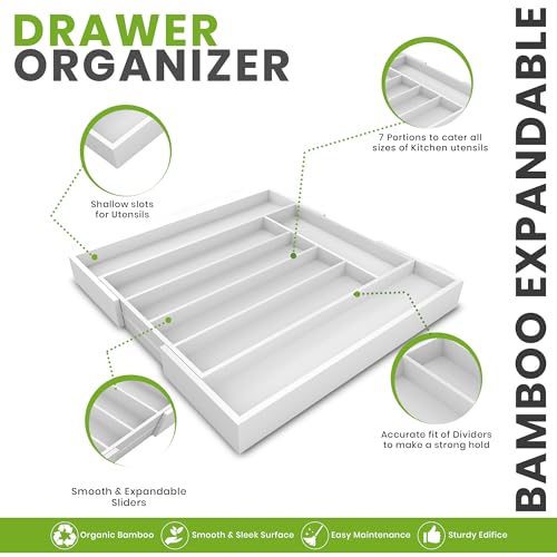 Utopia Kitchen Expandable Bamboo Utensil Drawer Organizer, Silverware Organizer, Silverware Drawer Organizer, Kitchen Drawer Organizer For Cutlery, Flatware Holder thumb #1