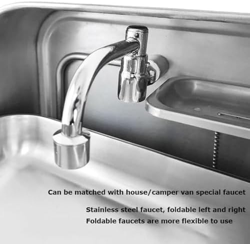 Portable Hand Wash Sink - Wall-Mounted Single Bowl Basin with Lid for RV, Caravan & Boat - Splash Guard Washing Station, Compact, Easy to Install, White