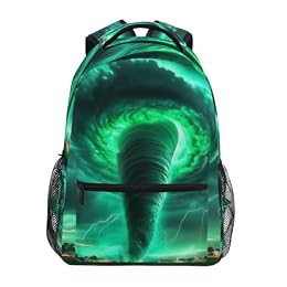 LFICRTAN Green Tornado Backpack Lightweight School Bags Boys Girls Bookbag Kids Travel Rucksack