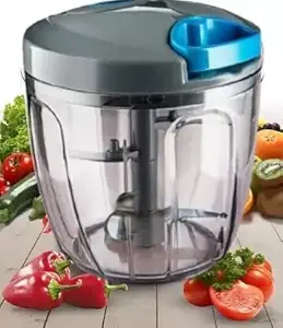 1000ml Heavy Duty Premium Grey Blue Handy Manual Chopper for Vegetable & Fruit Chopper (Pack of 1)