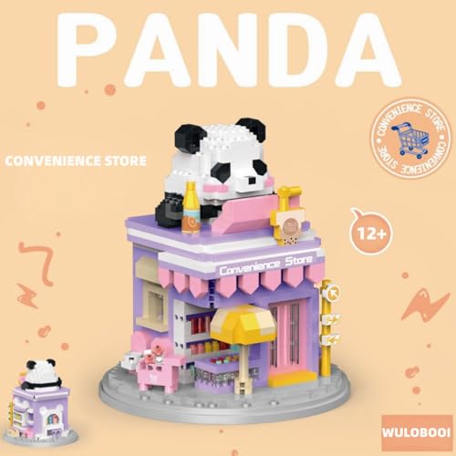 WULOBOOI Street View Convenience Store Mini Building Blocks,872 Pieces Cute Panda Animal Micro Building Sets,Simulation Architecture Construction Toy, Creative Gifts for Adults Teens 12+ — view 2