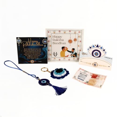 Image of THE URBAN ARTISTIC Rakhi Gift Box Combo Pack for Brother with Designer Rakhi, Roli Chawal, Greeting Card and Decorative Gift Box, Traditional Raksha Bandhan Festival Gift Set for Brothers