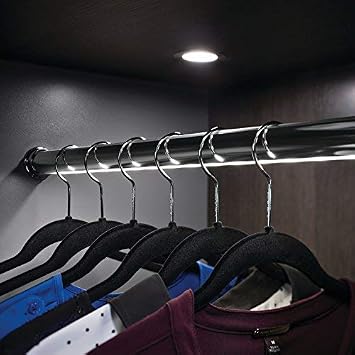 Closet Rod with LED Complete Kit, Polished Chrome 18"