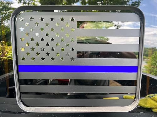 Image of Xinghe for Ford F150 F250 F350 2015-2026, Rear Middle Window American Flag Decals, Matte Black USA Flag Decal for Truck Back Window, for Ford Raptor 2015-2026 Accessories (Blueline)