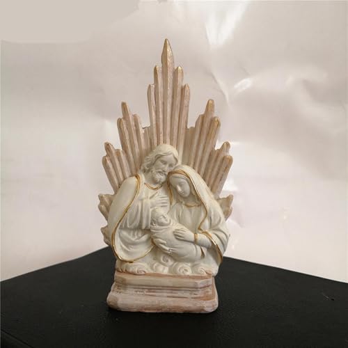 Miniatura 4 de Wmqbjta Figura Artesanal De La Sagrada Familia, Figura Católica Para Mesa O Estante De Sala De Estar.