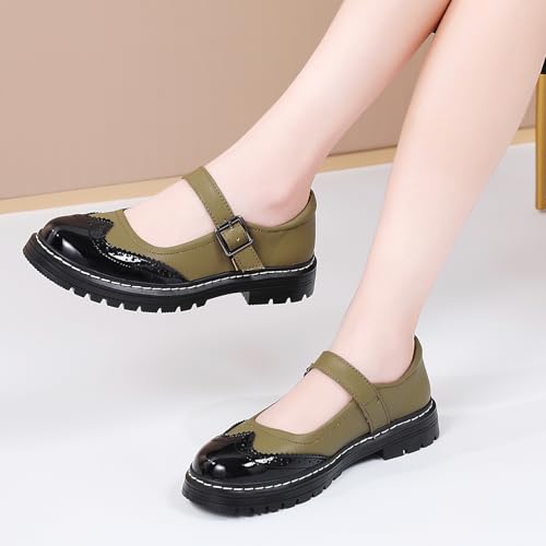 Image of Mary Jane Shoes Women Platform Non-Slip Casual Dress Shoes | Round Toe Ankle Strap Comfort Classics Oxfords Work Mary Jane Office School Shoes