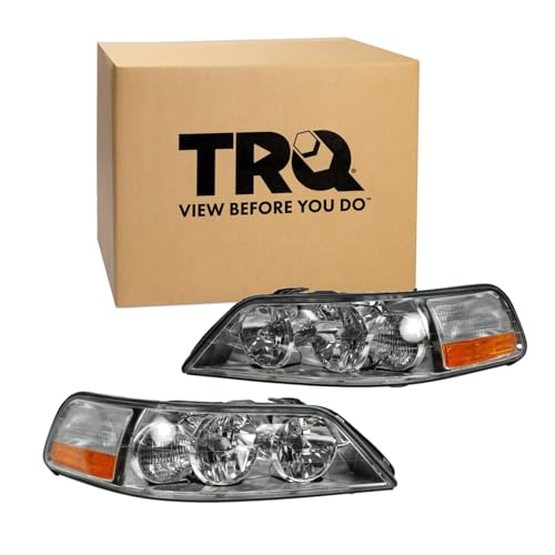 Image of TRQ Driver and Passenger Side Headlight Assembly Set Compatible with 05-11 Lincoln Town Car Halogen Only