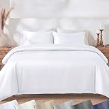 California Design Den 3 Pc White King Duvet Cover Set - Winner Good Housekeeping Best Bedding Awards 2025, 400 Thread Count Sateen, 100% Cotton Duvet Cover Set, Button Closure, Corner Ties - White