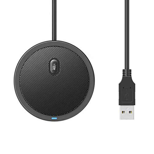 Uonlytech Microphone de Conférence Usb Ordinateur Pc Microphone Micro de Table pour Streaming Chat Appels Voip Chant Réunion Jeu Maison (Noir) Cover