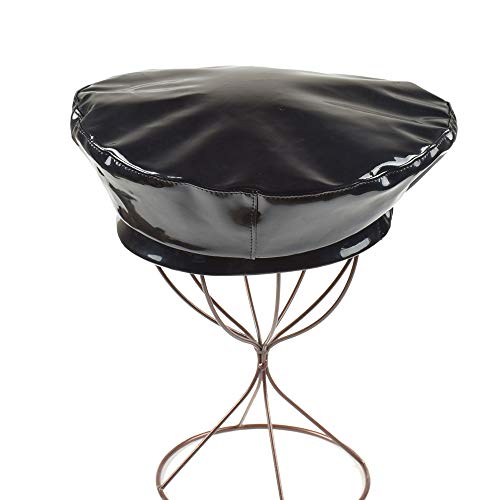 Utaly Patent Leather French-Beret Hat Pu Dancing Cap Captain Women (Size S-M) Black #TOP3