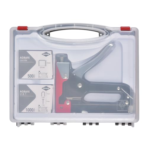Agrafeuse-cloueuse manuelle Cogex 60116 en coffret rigide pour agrafe et clou