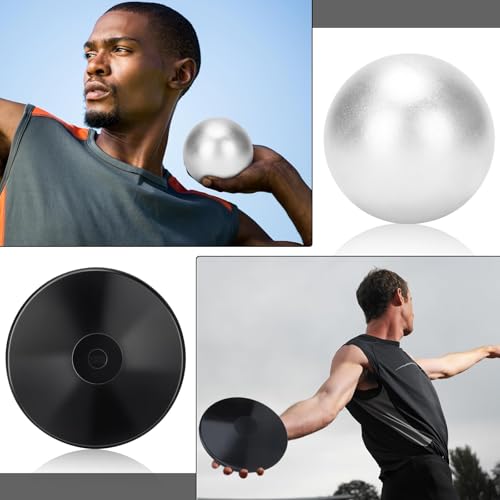 image for Zealor 2 Pack Iron Shot Put Set Shot Put Rubber Discus 1kg Black Shot 