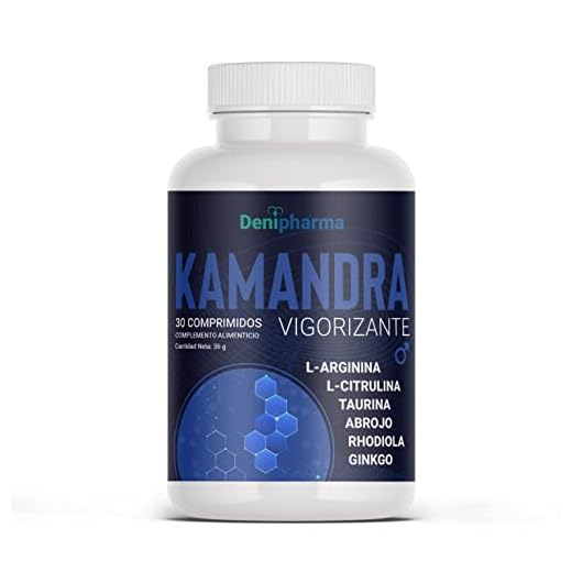 Kamandra - 30 comprimdos | Vigorizante masculino de alta eficacia | 1 comprimido al día | L-arginina - L-Citrulina - Taurina - Abrojo - Rhodiola - Ginkgo
