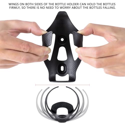 HUALONG 2 Pack Nylon Carbon Fiber Bicycle Bike Water Bottle Cage Holder for Road Mountain Gravel E-Bikes, for Diameter 70-74 mm Water Bottles, Wrench with Screw, (Weight 38±2g) Black Matte - Thumbnail 4
