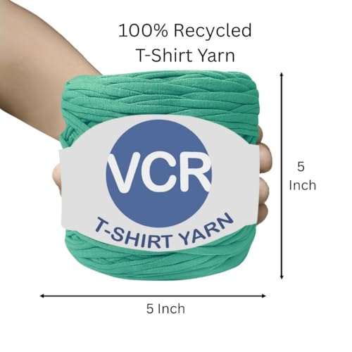 Image of VCR Light Sea Green Big T-Shirt Yarn, 100 Meters Length, Recycled & Fashionable Craft Yarn, Pack of 1, Suitable for Crochet, Knitting & DIY Bags, Baskets, Cushions & Home Decor Projects