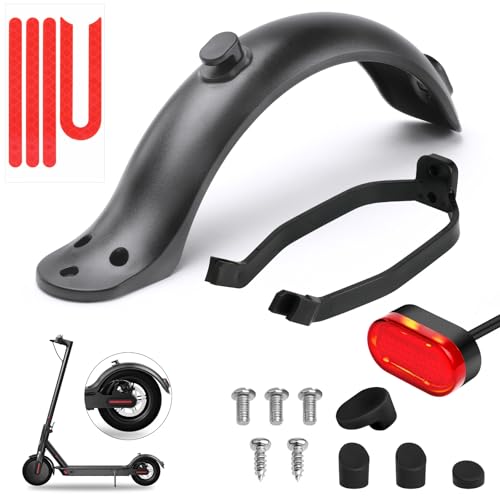 Ainiv Scooter Rear Fender Set, 1 Rear Mudguard + 1 Fender Bracket + 1 LED Rear Light + 1 Reflective Strip+ Screws, Caps, Scooter Replacement Accessory for Mi Xiaomi M365/ M365 Pro Electric Scooter