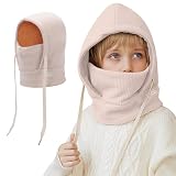 Mayoii Children's Winter Thermal Balaclava, Multifunctional Windproof Ski Mask, Warm Knitted Fleece Hat, Hood, Neck Scarf for Boys Girls 4-12 Years (DE/NL/SE/PL, Alphanumerisch, Einheitsgröße, Beige)
