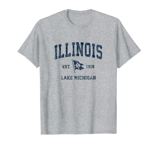 Illinois Vintage Sports Navy - Bandera de ancla para barco Camiseta
