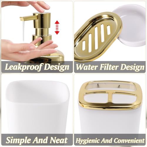 XLHOMO Bathroom Accessories Set, 9 Pieces White Bathroom Set, Bathroom Accessory Set with Slim Trash Can,Soap Dispenser,Toilet Brush,Toothbrush Set, Qtip Holders for Housewarming by XLHOMO - Image 3